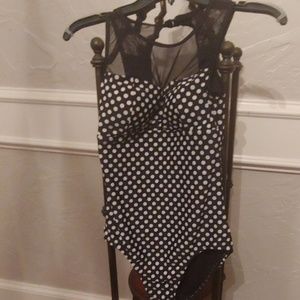 Black & white polkadot swimsuit